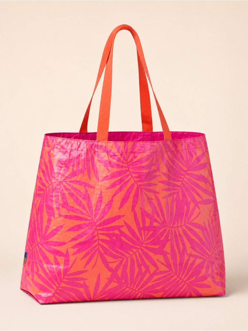 Open Story Water Resistant Reversible Tote Bag Pink Coral Palm NWT